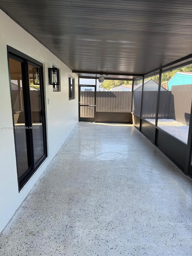 view of unfurnished sunroom