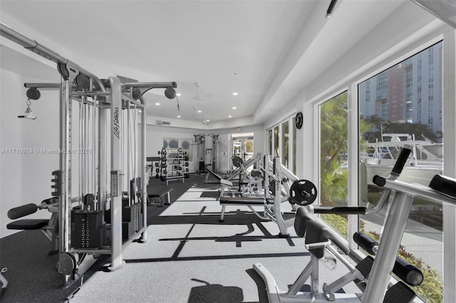 gym with a wealth of natural light