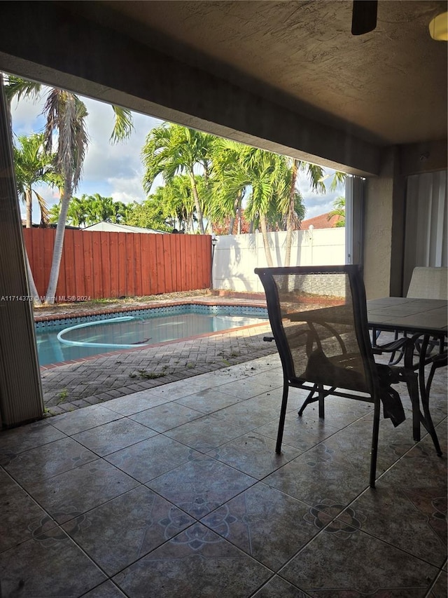 view of patio featuring a fenced in pool