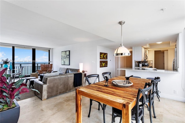 dining space featuring expansive windows