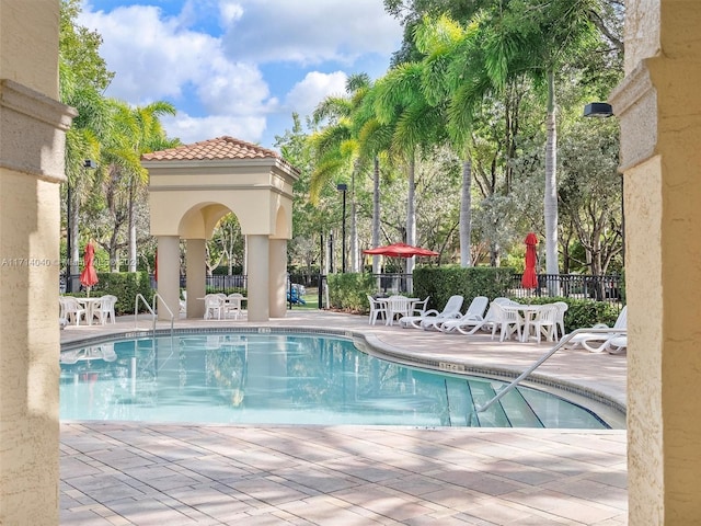 view of pool featuring a patio area