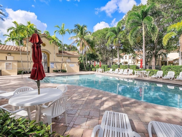 view of pool featuring a patio area