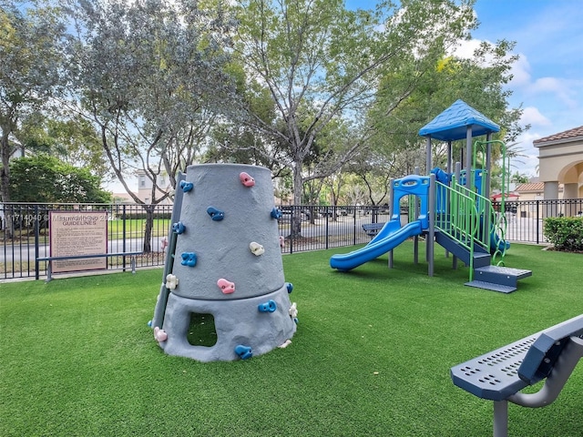 view of play area featuring a yard