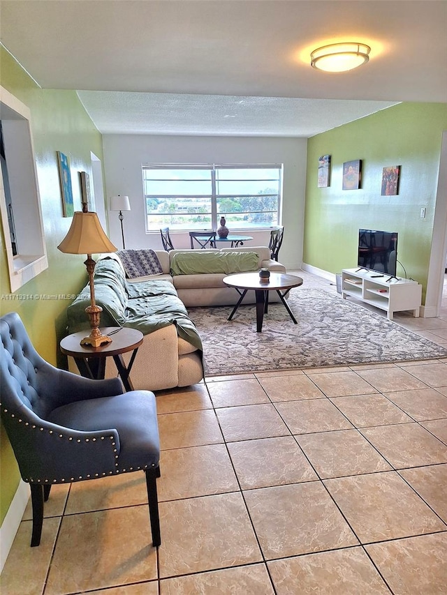 view of tiled living room