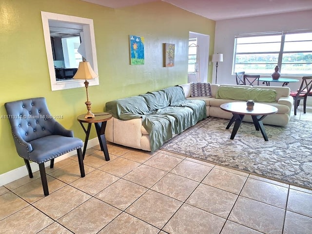 view of tiled living room