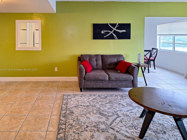 view of tiled living room