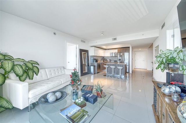 view of tiled living room