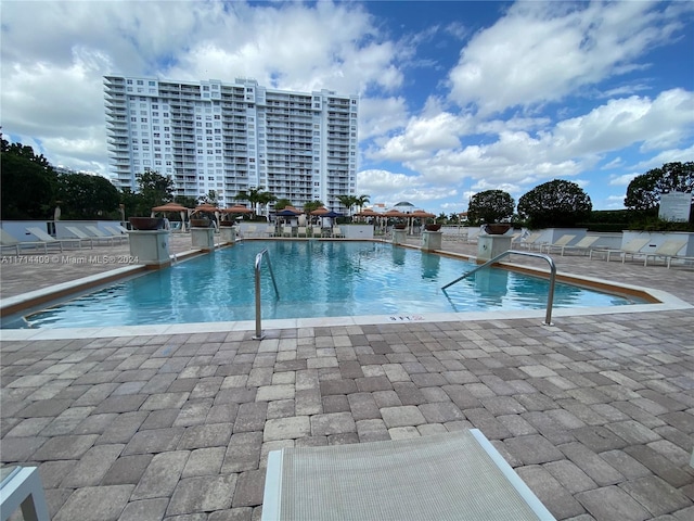 view of pool featuring a patio area