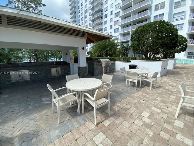 view of patio featuring area for grilling and grilling area