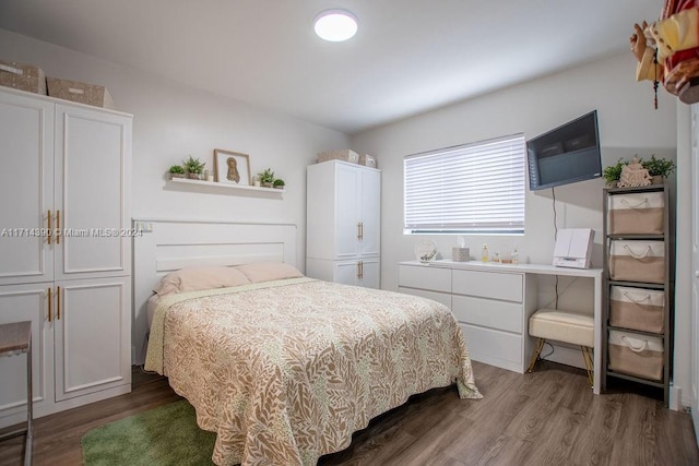 bedroom featuring dark hardwood / wood-style flooring