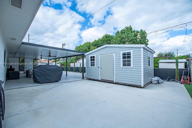 garage with a carport