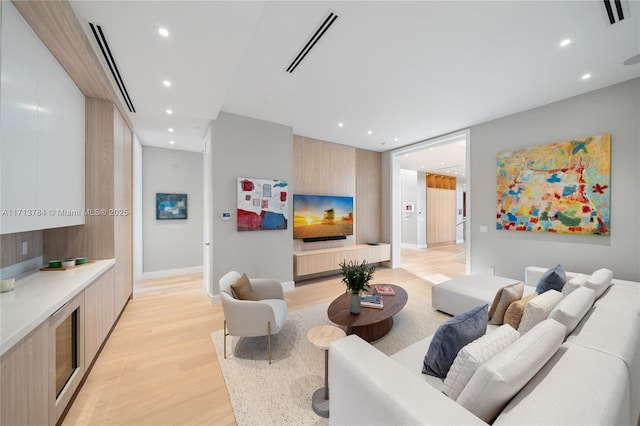 living room with light wood-type flooring