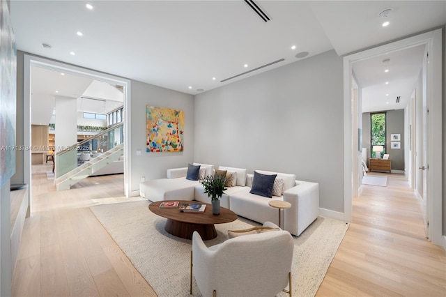 living room featuring light hardwood / wood-style flooring