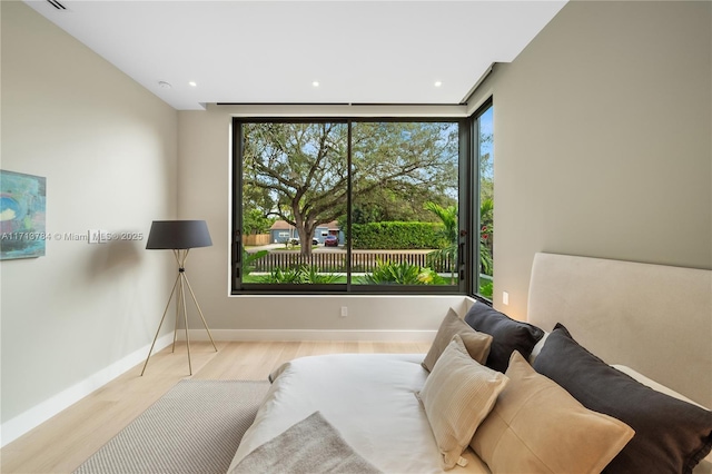 bedroom featuring light hardwood / wood-style flooring