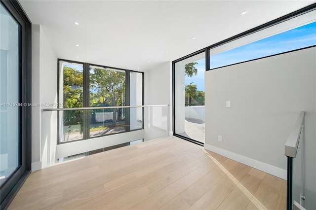 unfurnished room with a wealth of natural light and light wood-type flooring