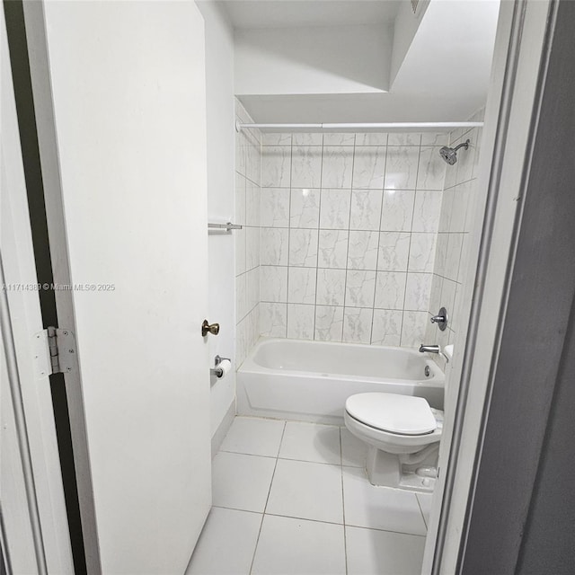 full bathroom featuring tile patterned flooring, tub / shower combination, and toilet