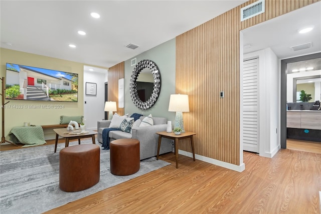 living room featuring light hardwood / wood-style flooring