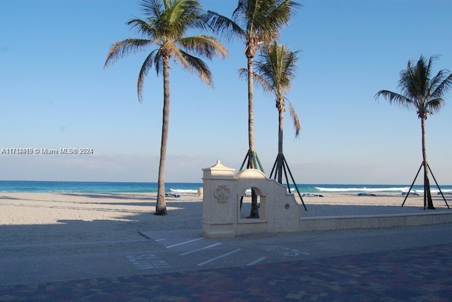 view of water feature featuring a beach view