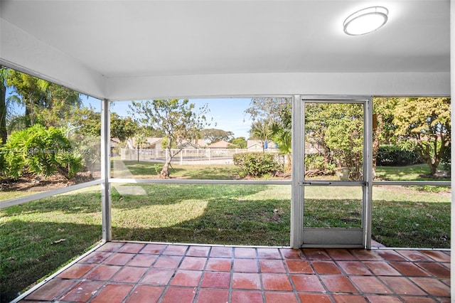 view of unfurnished sunroom