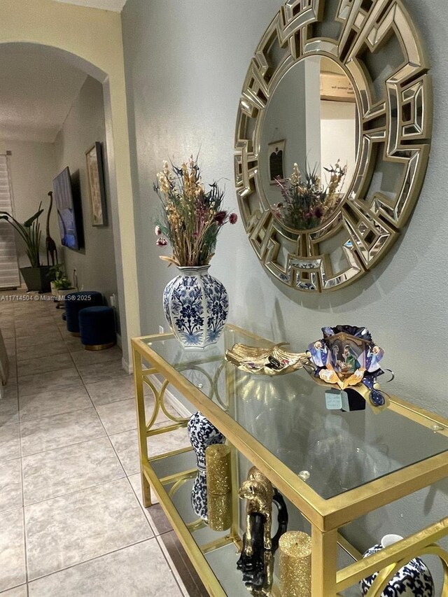 interior space with tile patterned floors