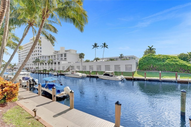 dock area featuring a water view