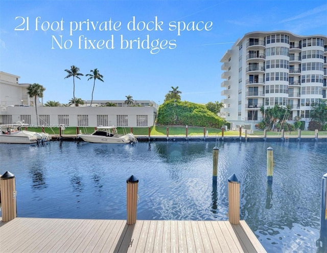 dock area featuring a water view