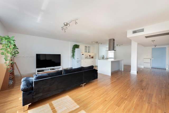 living room with light wood-type flooring