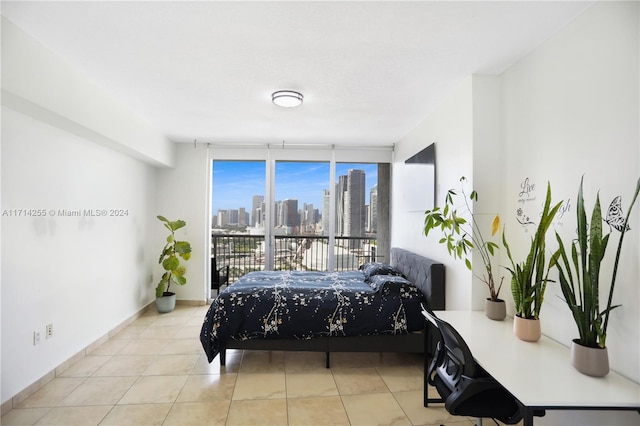 1750 N Bayshore Dr Unit 3210, Miami, FL 33132 - bedroom featuring a skyline view and light tile patterned floors