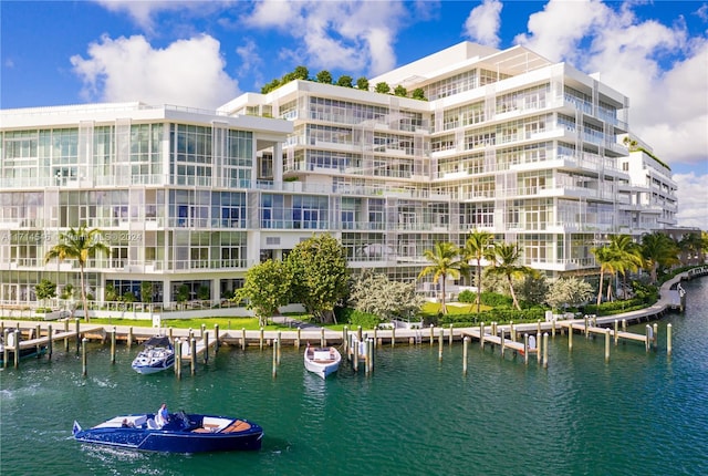 view of property with a water view