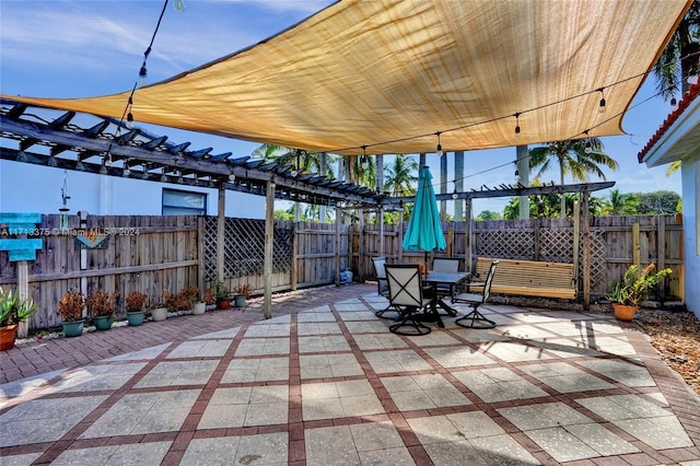 view of patio / terrace featuring a pergola