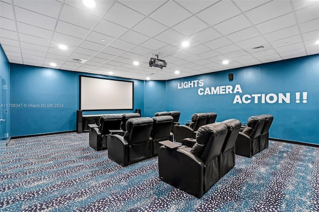 view of carpeted cinema room