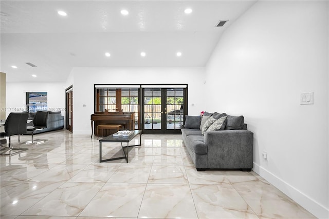 living room with french doors