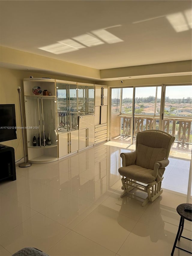 interior space with light tile patterned floors