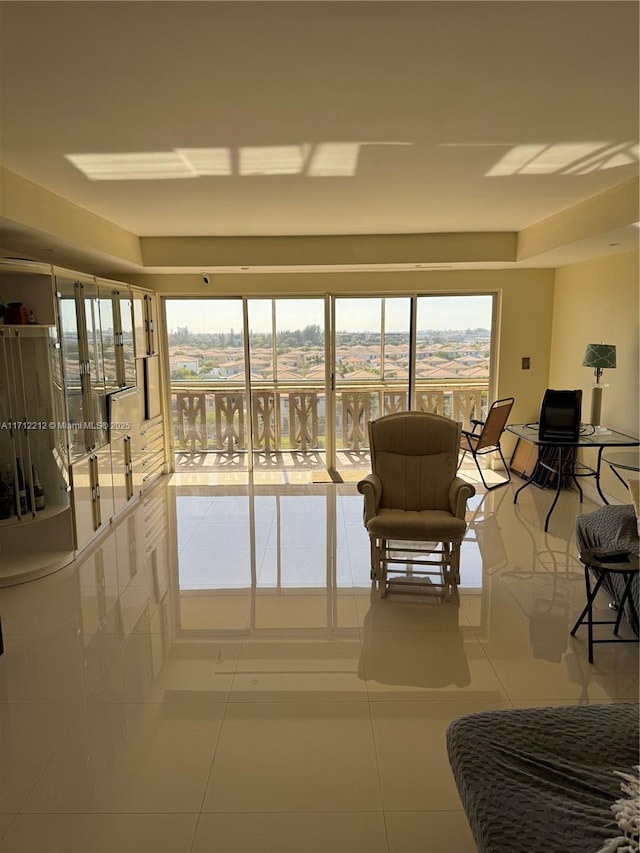 view of tiled living room