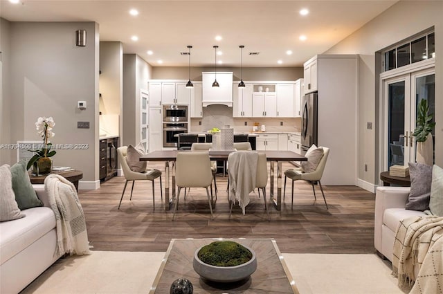 living room with light wood-type flooring