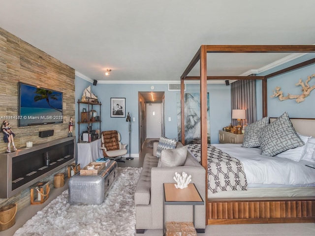 bedroom with ornamental molding