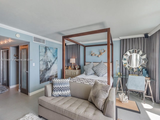 bedroom featuring ornamental molding