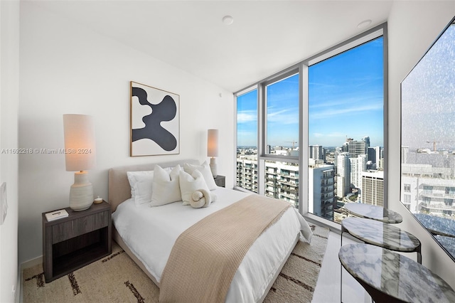 bedroom with expansive windows