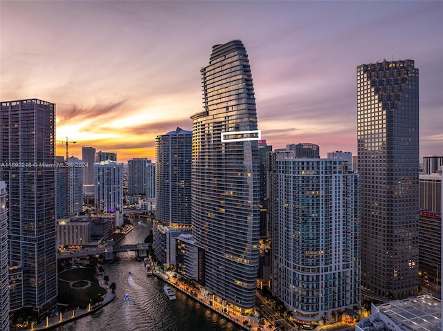 property's view of city with a water view