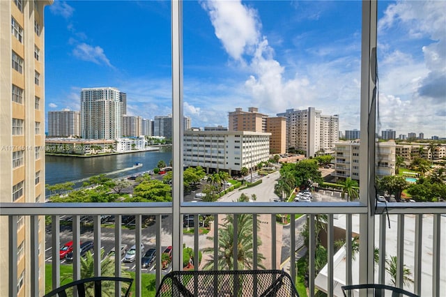 balcony with a water view