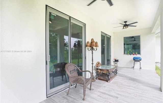 deck featuring ceiling fan