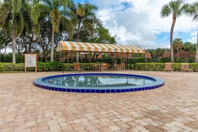 view of swimming pool with a patio area