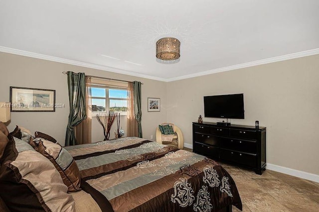 bedroom featuring crown molding