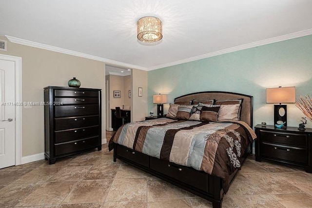 bedroom featuring ornamental molding