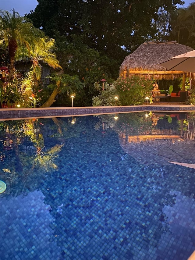 view of pool with a gazebo