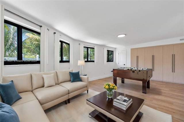 living room with light wood-type flooring