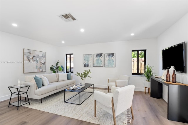 living room featuring light hardwood / wood-style flooring