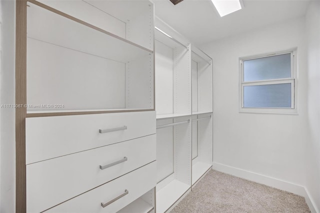 spacious closet featuring light carpet