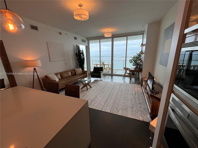 living room featuring expansive windows