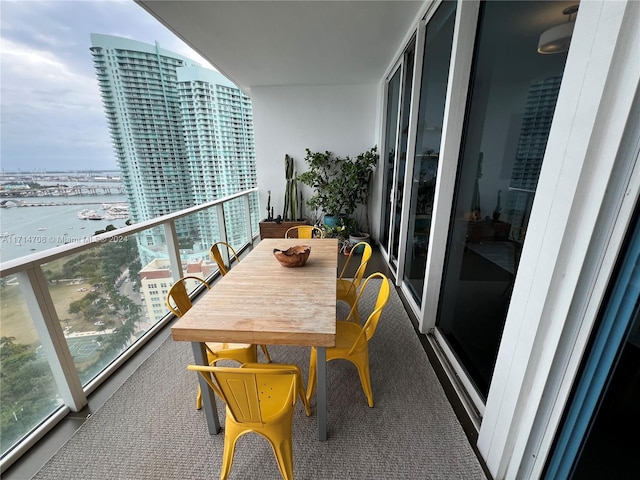 balcony with a water view